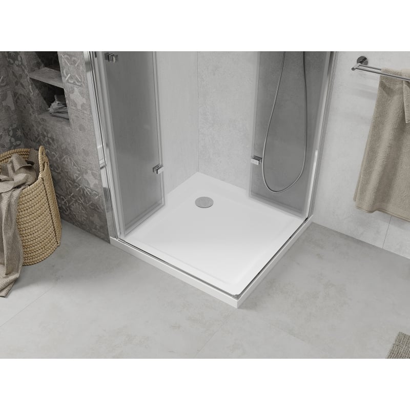 Mexen Lima Duo Folding Shower Cabin 80 x 80 cm, Transparent, Chrome + Flat Tray - 856-080-080-01-02-4010