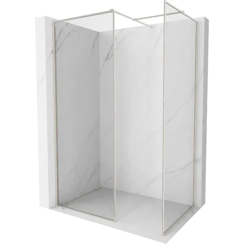 Mexen Kioto-F Duschwand Walk-in mit Rahmen 170 x 115 cm, transparent 8 mm, gebürstetes Nickel - 800-170-202-04-97-115