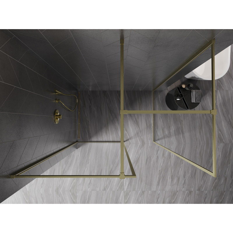 Mexen Kioto-F dušinurk Walk-in raamiga 130 x 120 cm, läbipaistev 8 mm, kuldne harjatud - 800-130-202-04-55-120