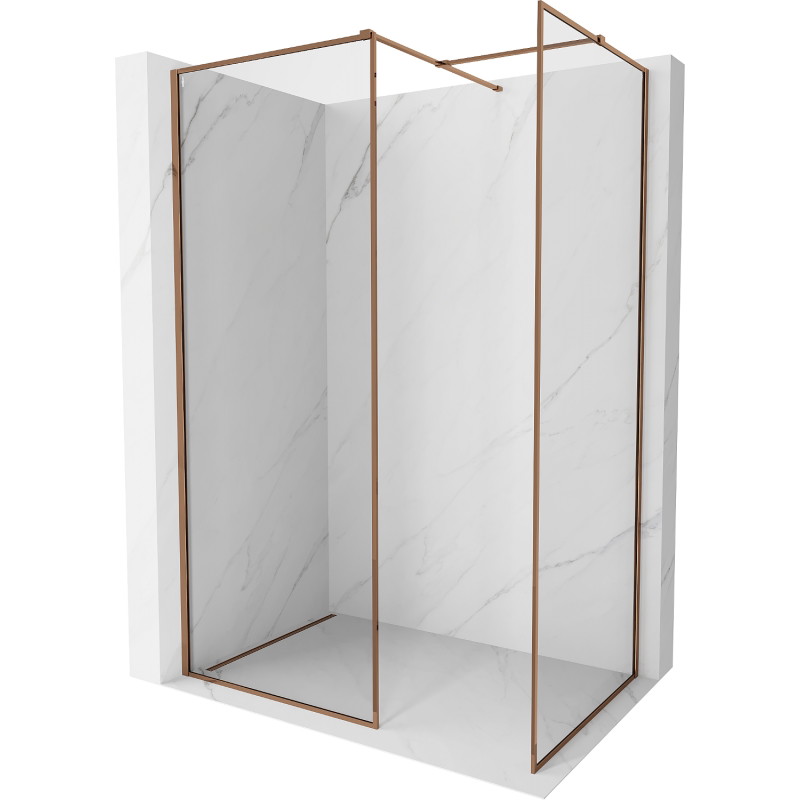 Mexen Kioto-F ścianka prysznicowa Walk-in z ramką 100 x 70 cm, transparent 8 mm, różowe złoto - 800-100-202-04-60-070