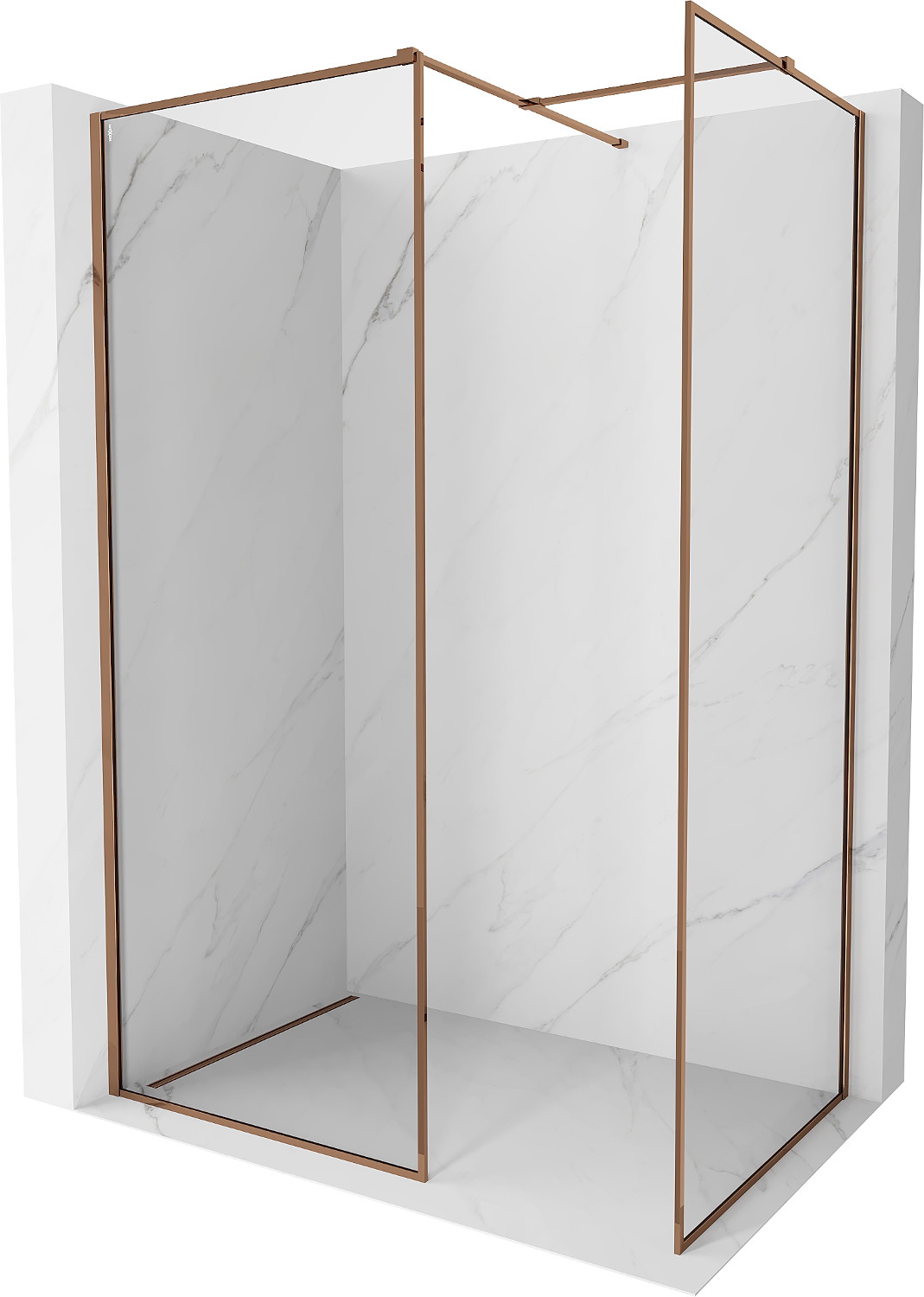 Mexen Kioto-F ścianka prysznicowa Walk-in z ramką 100 x 70 cm, transparent 8 mm, różowe złoto - 800-100-202-04-60-070