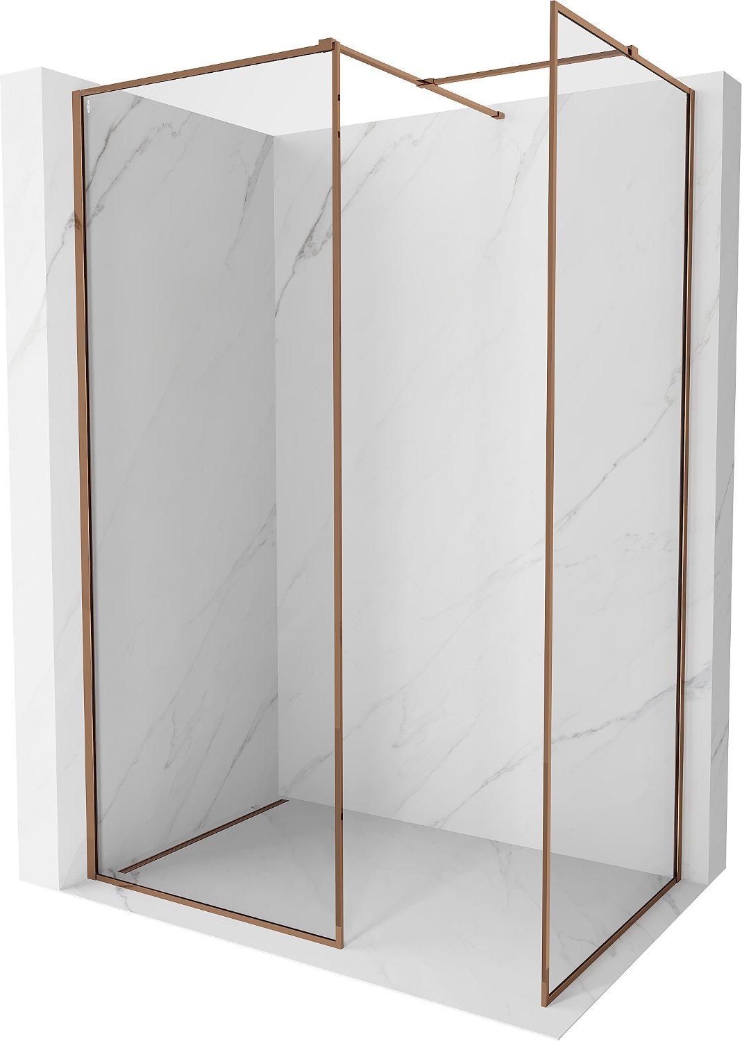 Mexen Kioto-F ścianka prysznicowa Walk-in z ramką 90 x 80 cm, transparent 8 mm, różowe złoto - 800-090-202-04-60-080