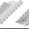 Mexen Kioto-F Walk-in Shower Wall with Frame 150 x 80 cm, Transparent 8 mm, Rose Gold - 800-150-202-04-60-080