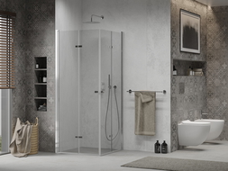 Mexen Lima Duo opvouwbare douchecabine 80 x 80 cm, transparant, chroom - 856-080-080-02-00
