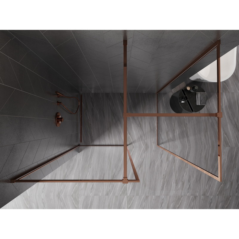 Mexen Kioto-F ścianka prysznicowa Walk-in z ramką 85 x 80 cm, transparent 8 mm, różowe złoto - 800-085-202-04-60-080