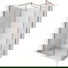 Mexen Kioto-F tuš pregrada Walk-in z okvirjem 160 x 90 cm, prozorna 8 mm, rožnato zlato - 800-160-202-04-60-090