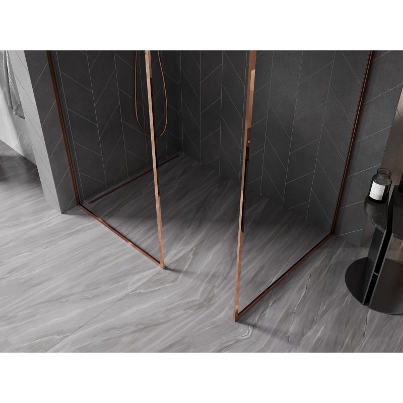 Mexen Kioto-F dušisein Walk-in raamiga 180 x 90 cm, läbipaistev 8 mm, roosa kuld - 800-180-202-04-60-090