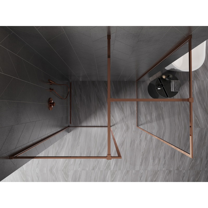 Mexen Kioto-F Dušinurk Walk-in raamiga 95 x 80 cm, läbipaistev 8 mm, roosa kuld - 800-095-202-04-60-080