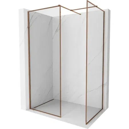Mexen Kioto-F paroi de douche Walk-in avec cadre 100 x 95 cm, transparent 8 mm, or rose - 800-100-202-04-60-095