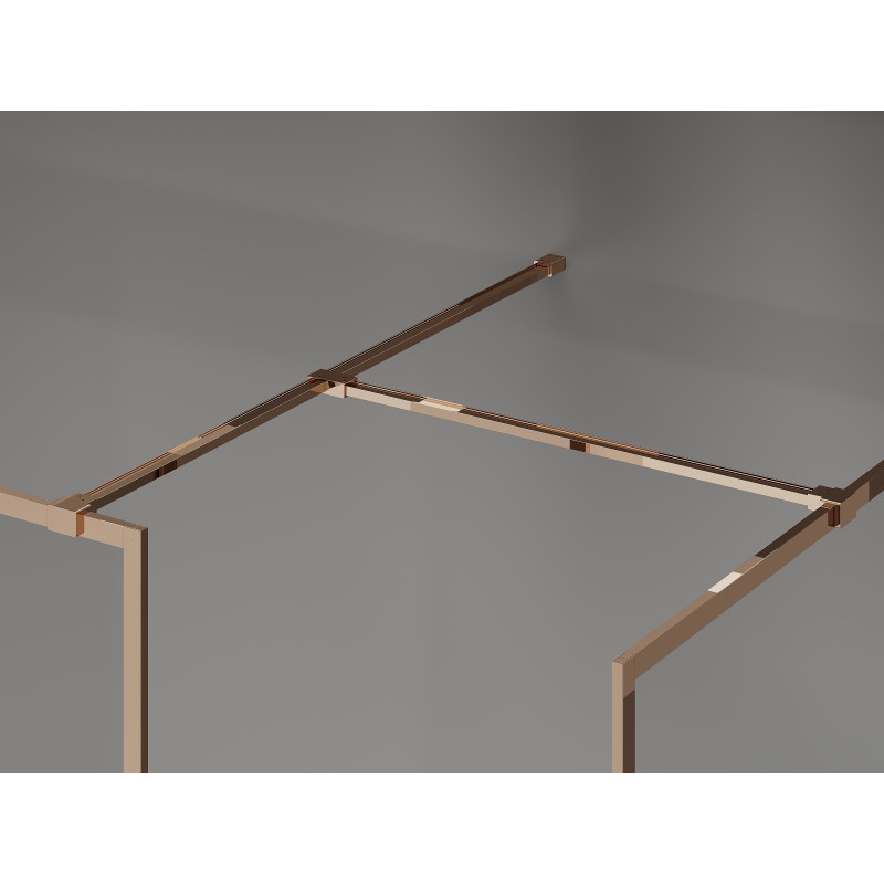 Mexen Kioto-F ścianka prysznicowa Walk-in z ramką 130 x 100 cm, transparent 8 mm, różowe złoto - 800-130-202-04-60-100