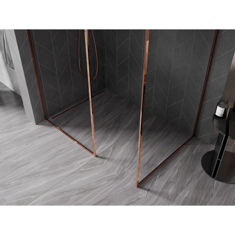 Mexen Kioto-F dušišeku seina Walk-in raamiga 120 x 110 cm, läbipaistev 8 mm, roosakuld - 800-120-202-04-60-110