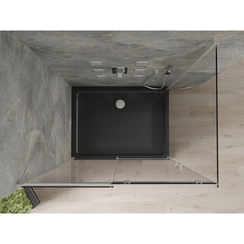 Mexen Omega liuglev dušikabiin 100 x 80 cm, läbipaistev, kroom + musta alusega Flat - 825-100-080-01-00-4070