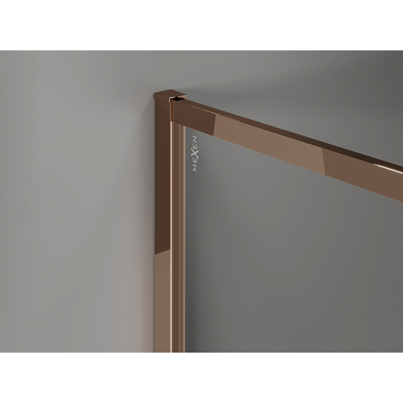 Mexen Kioto-F Zidna pregrada za tuš Walk-in s okvirom 145 x 120 cm, prozirna 8 mm, ružičasto zlato - 800-145-202-04-60-120