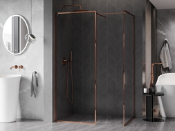 Mexen Kioto-F Walk-in Shower Wall with Frame 170 x 120 cm, Transparent 8 mm, Rose Gold - 800-170-202-04-60-120