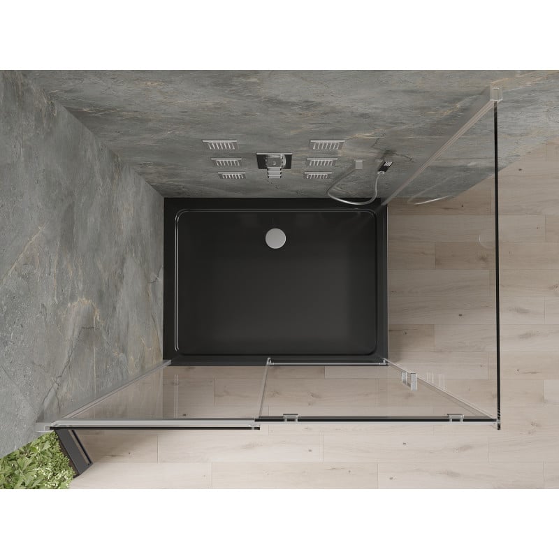 Mexen Omega kabina prysznicowa rozsuwana 100 x 90 cm, transparent, chrom + brodzik Flat, czarny - 825-100-090-01-00-4070