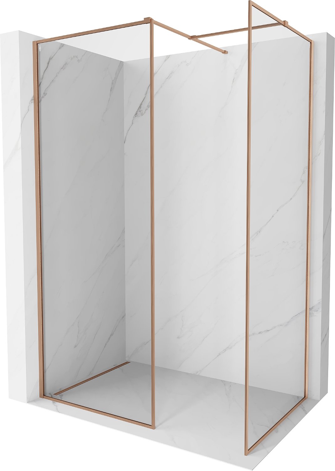 Mexen Kioto-F ścianka prysznicowa Walk-in z ramką 80 x 70 cm, transparent 8 mm, miedź szczotkowana - 800-080-202-04-65-070