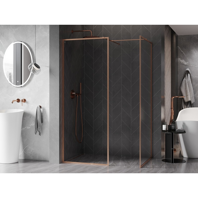 Mexen Kioto-F dušišekk Walk-in raamiga 160 x 75 cm, läbipaistev 8 mm, harjatud vask - 800-160-202-04-65-075