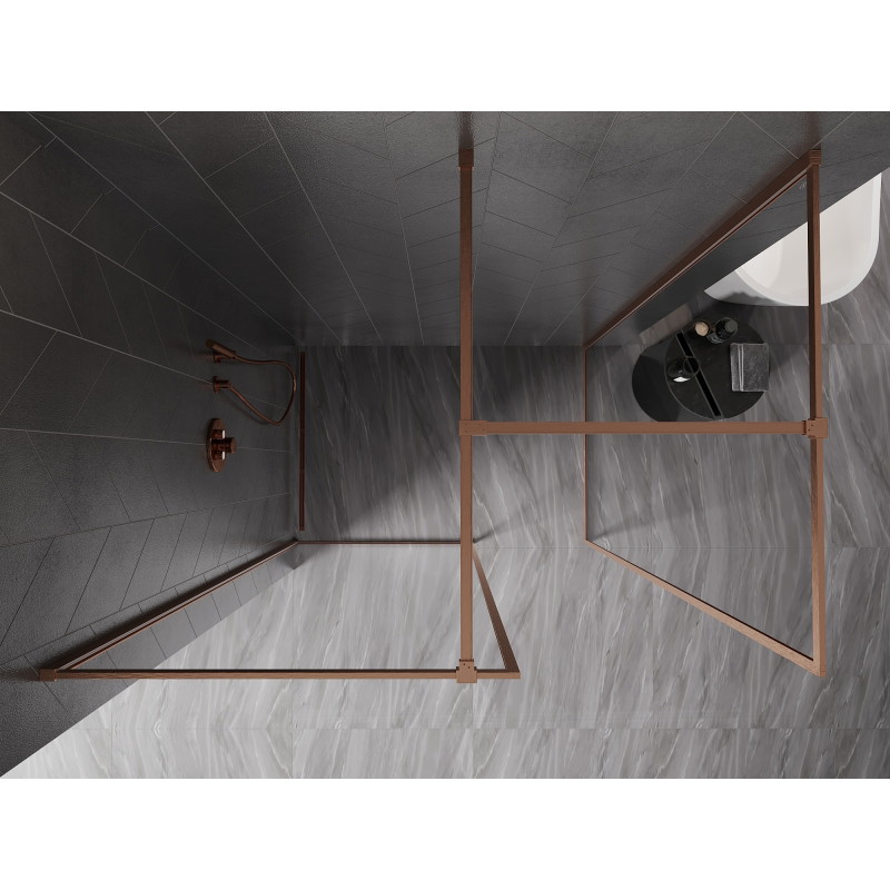 Mexen Kioto-F ścianka prysznicowa Walk-in z ramką 145 x 100 cm, transparent 8 mm, miedź szczotkowana - 800-145-202-04-65-100
