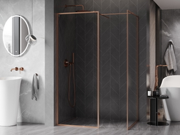 Mexen Kioto-F Dušinurk Walk-in raamiga 120 x 105 cm, läbipaistev 8 mm, harjatud vask - 800-120-202-04-65-105