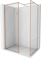 Mexen Kioto-F Walk-in Shower Wall with Frame 140 x 115 cm, Transparent 8 mm, Brushed Copper - 800-140-202-04-65-115