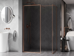 Mexen Kioto-F Walk-in dušisein raami abil 120 x 120 cm, läbipaistev 8 mm, harjatud vask - 800-120-202-04-65-120