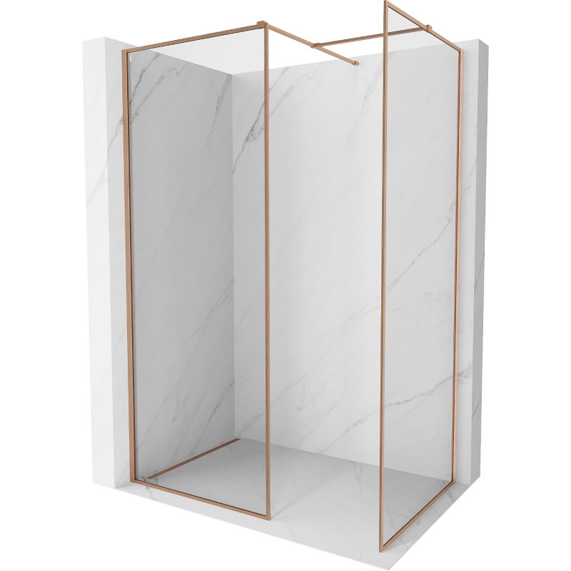 Mexen Kioto-F Duschwand Walk-in mit Rahmen 140 x 120 cm, transparent 8 mm, gebürstetes Kupfer - 800-140-202-04-65-120