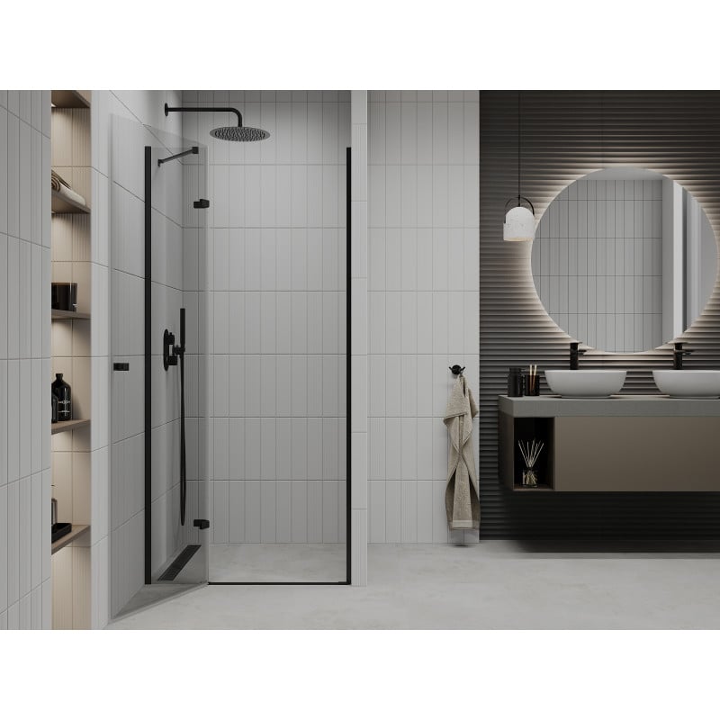 Mexen Roma 80 cm Hinged Shower Door, Transparent, Black - 854-080-000-70-00
