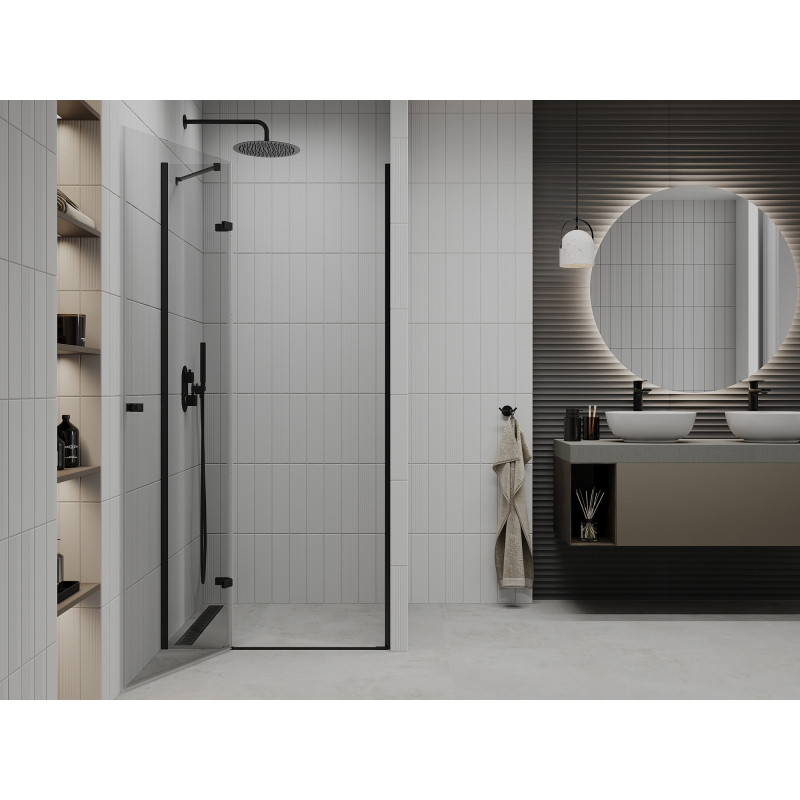 Mexen Roma hinged shower door 90 cm, transparent, black - 854-090-000-70-00