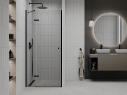 Mexen Roma douchedeur scharnierend 90 cm, transparant, zwart - 854-090-000-70-00