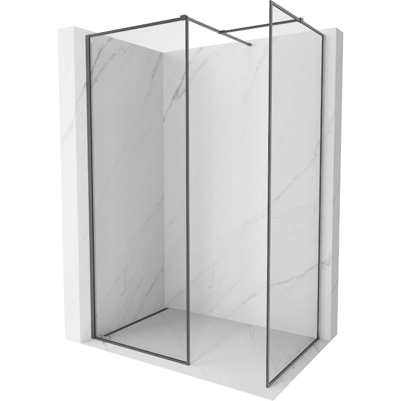 Mexen Kioto-F Duschwand Walk-in mit Rahmen 100 x 70 cm, transparent 8 mm, gebürstetes Gun Gray - 800-100-202-04-66-070