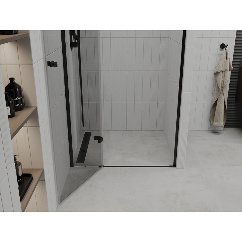 Mexen Roma avatavad dušiuksed 110 cm, läbipaistev, mustad - 854-110-000-70-00