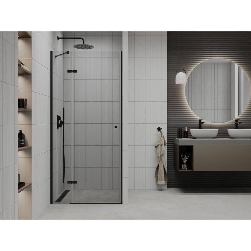 Mexen Roma 110 cm Hinged Shower Door, Transparent, Black - 854-110-000-70-00