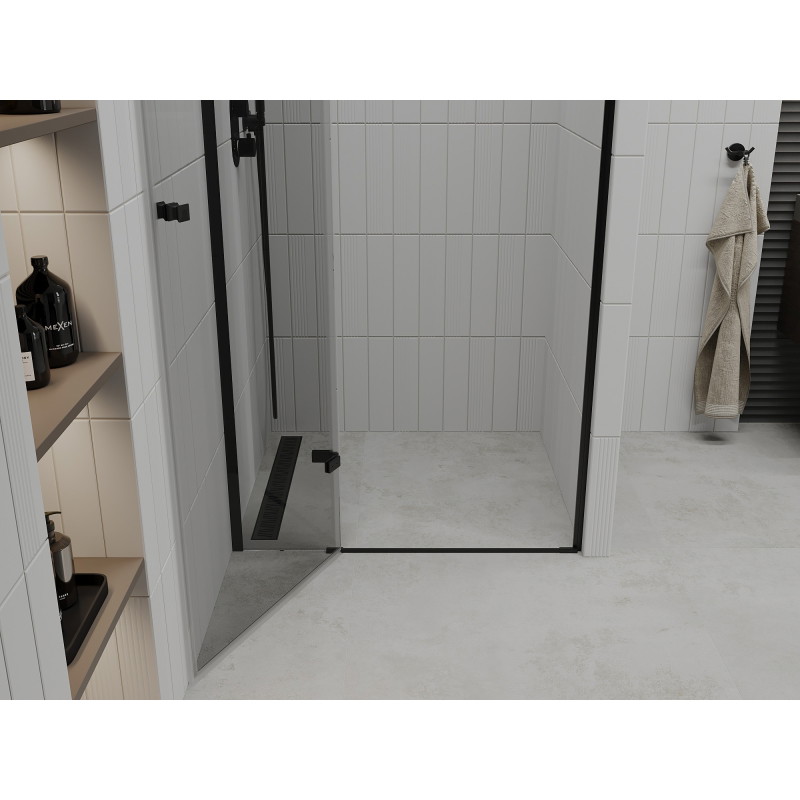 Mexen Roma swing shower door 120 cm, transparent, black - 854-120-000-70-00