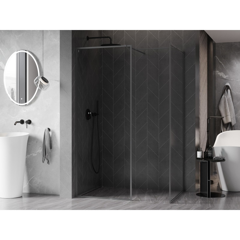 Mexen Kioto-F tuš pregrada Walk-in z okvirjem 140 x 95 cm, prosojna 8 mm, gun metal - 800-140-202-04-95-095