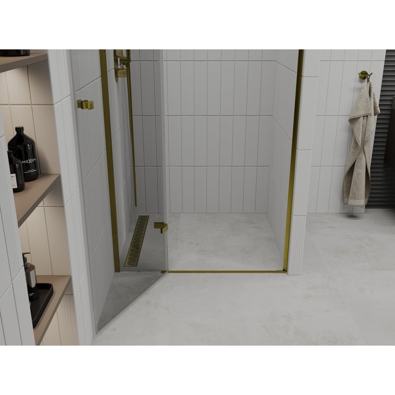 Mexen Roma swing shower door 100 cm, transparent, gold - 854-100-000-50-00