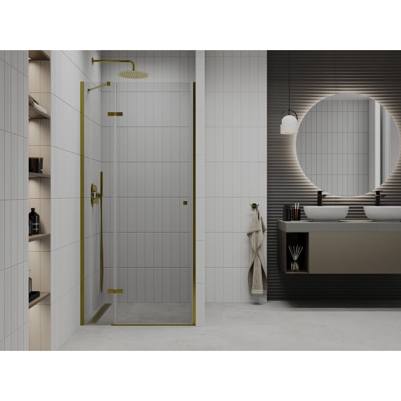 Mexen Roma swing shower door 100 cm, transparent, gold - 854-100-000-50-00