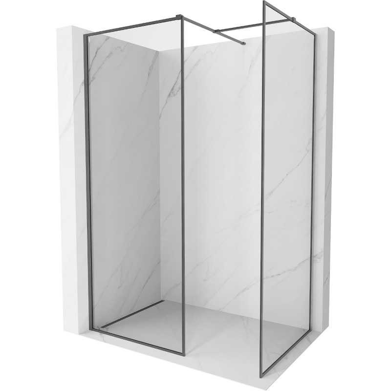 Mexen Kioto-F Duschtür Walk-in mit Rahmen 170 x 95 cm, transparent 8 mm, gebürstet gun gray - 800-170-202-04-66-095