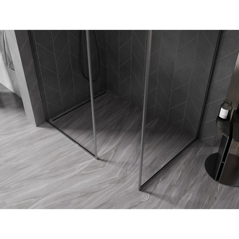 Mexen Kioto-F Duschtür Walk-in mit Rahmen 170 x 95 cm, transparent 8 mm, gebürstet gun gray - 800-170-202-04-66-095