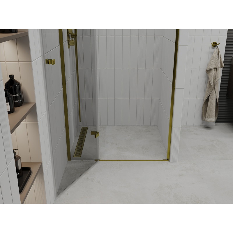 Mexen Roma swing shower doors 120 cm, transparent, gold - 854-120-000-50-00