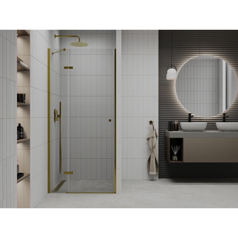 Mexen Roma swing shower doors 120 cm, transparent, gold - 854-120-000-50-00