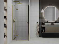 Mexen Roma puertas de ducha abatibles 120 cm, transparentes, doradas - 854-120-000-50-00