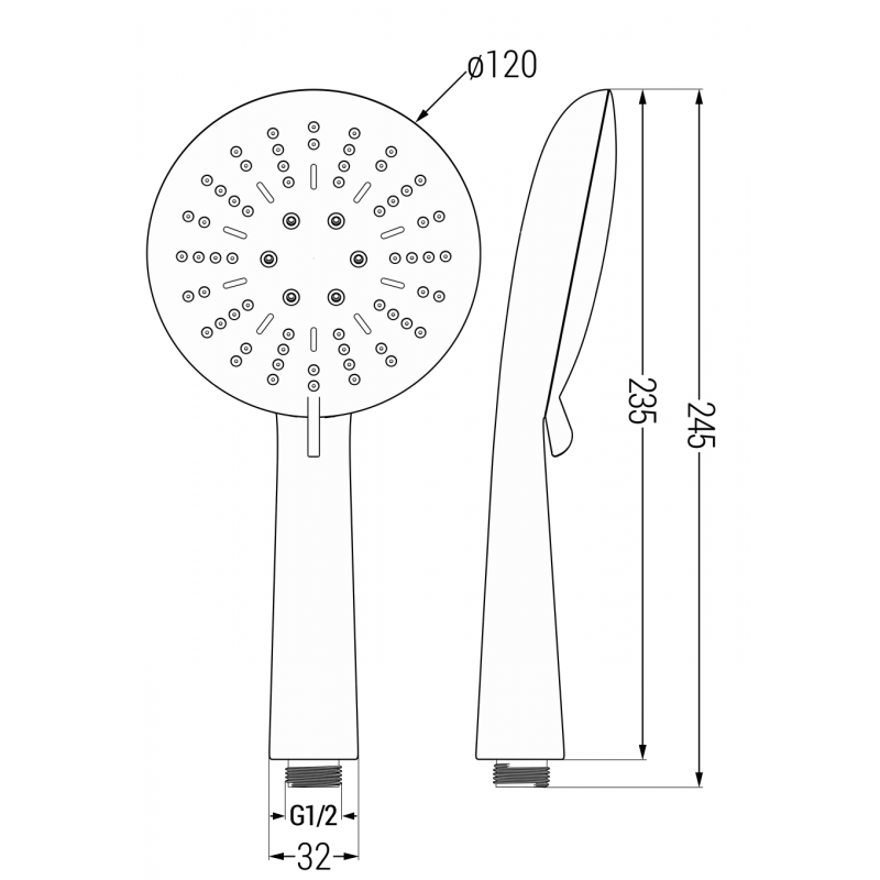 Mexen R-67 3-toimintoinen suihkupää, kromi/harmaa - 79567-06