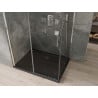 Mexen Omega klizna tuš kabina klizna 120 x 80 cm, prozirna, krom + tuš kada Flat, crna - 825-120-080-01-00-4070