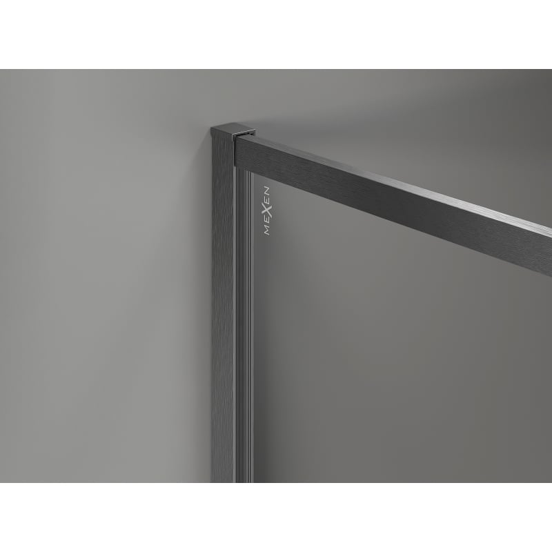 Mexen Kioto-F douchewand Walk-in met frame 160 x 110 cm, transparant 8 mm, borsteling grijs - 800-160-202-04-66-110