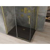 Mexen Omega libisev dušinurk 100 x 80 cm, läbipaistev, kuldne + Flat dušialus, must - 825-100-080-50-00-4070G