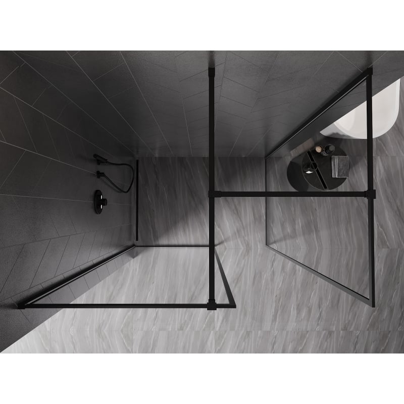Mexen Kioto-F panel de ducha Walk-in con marco 105 x 70 cm, transparente 8 mm, negro - 800-105-202-04-70-070