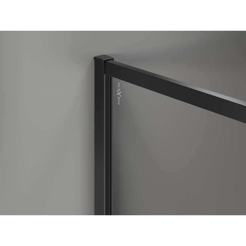 Mexen Kioto-F zid za tuširanje Walk-in s okvirom 170 x 120 cm, proziran 8 mm, crni - 800-170-202-04-70-120