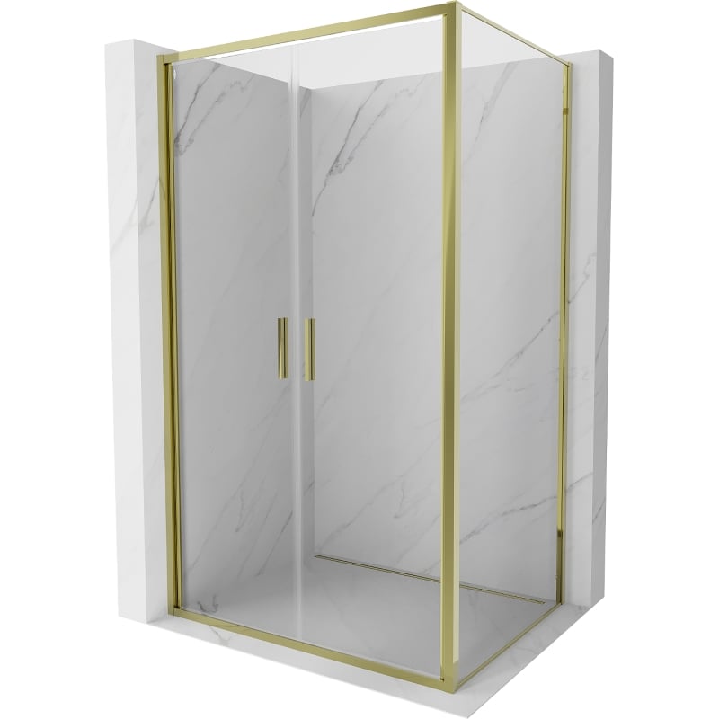 Mexen Exo Hinged Shower Enclosure 80 x 75 cm, Transparent, Gold - 814-080-075-50-00