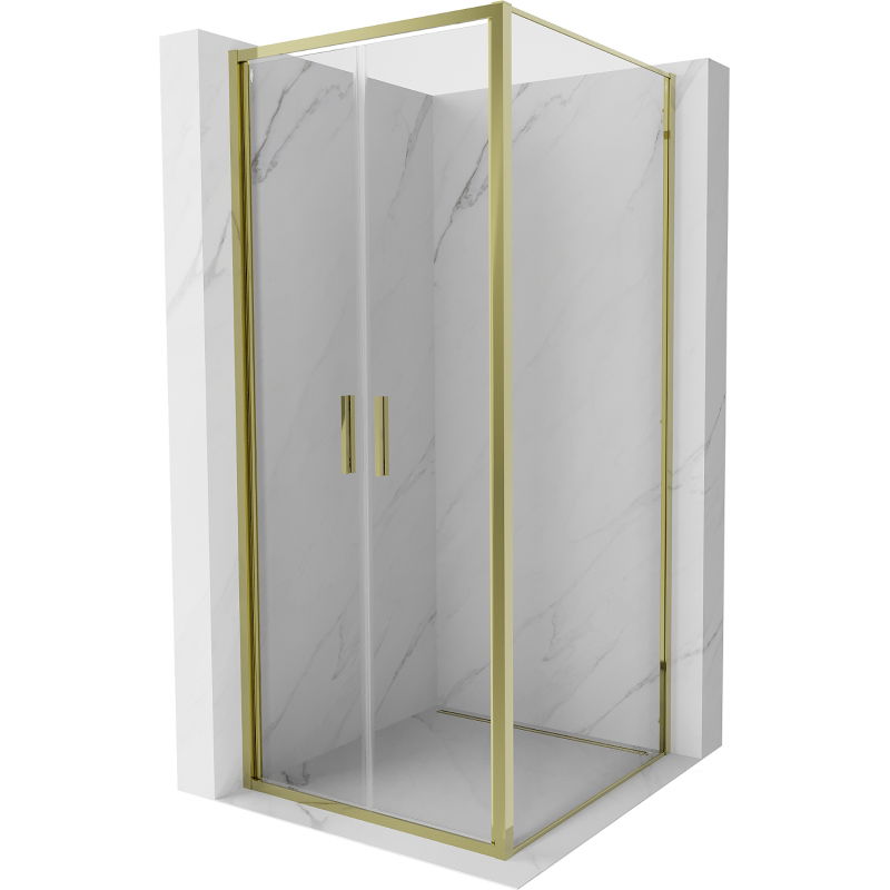 Mexen Exo cabine de douche pivotante 80 x 80 cm, transparent, or - 814-080-080-50-00
