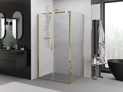 Mexen Exo-B Duo svängdusch 100 x 85 cm, transparent, guld - 814-100-085-50-00